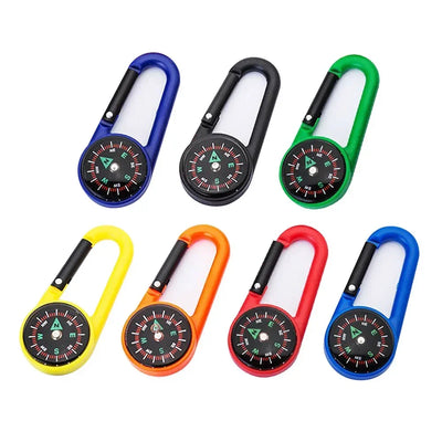 Outdoor Compass Carabiner Mini Camping Keychain Mountaineering Hiking Backpack Buckle with Compass Survival Children Gifts by Smarsty