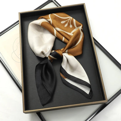 Luxury Silk Skinny Scarf with Cat Print for Women - Smarsty