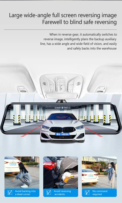 10 Inch Touch Screen Dash Cam Front And Rear Cameras - Smarsty
