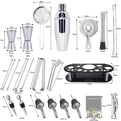 Boston Cocktail Shaker Set with 13 to 22 Bar Tools - Smarsty