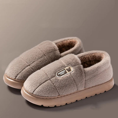 Men's slippers Winter Solid Color Wrap Heels Plush Slippers Non-slip Warm Women Men Home Casual Cotton Shoes Big Size 50 51 - Smarsty