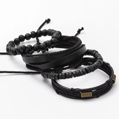 Vintage Multi Layer Wooden Beads Men's Bracelet Set - Smarsty
