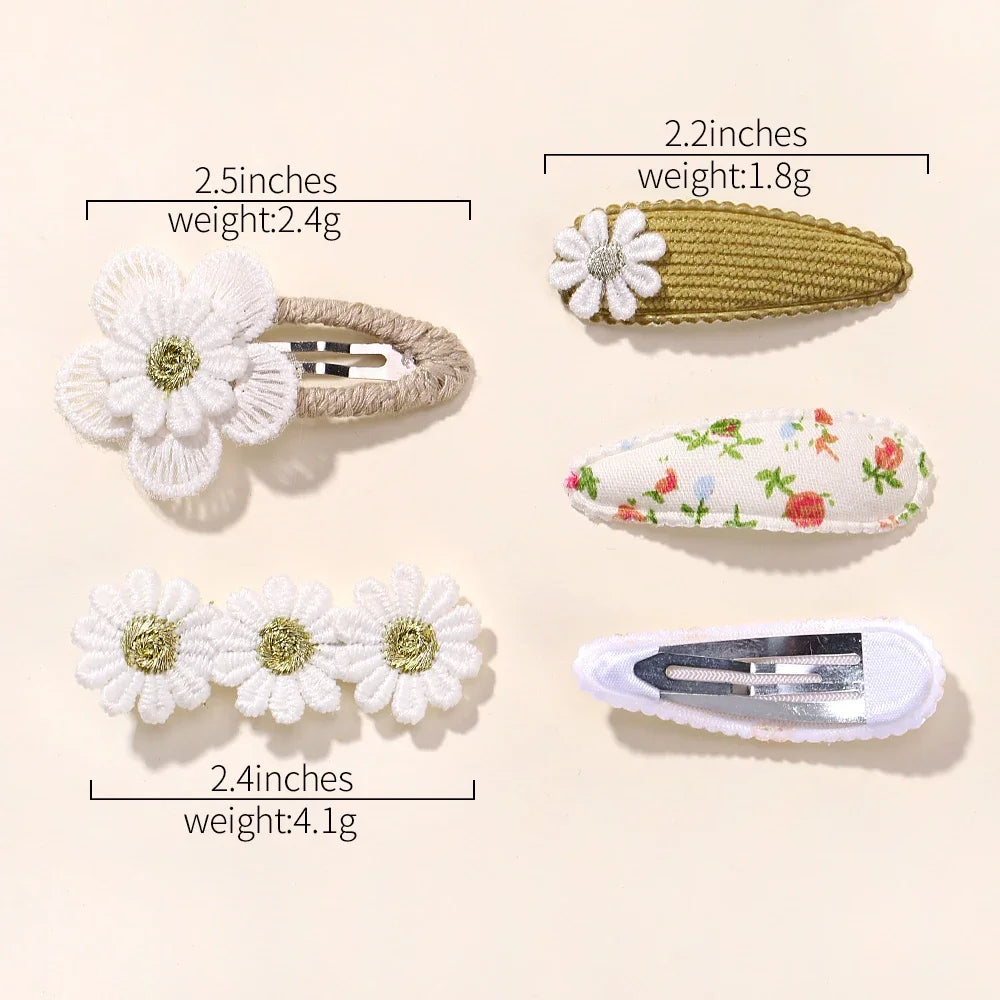 5Pcs Floral Hair Clips Set for Girls - Smarsty