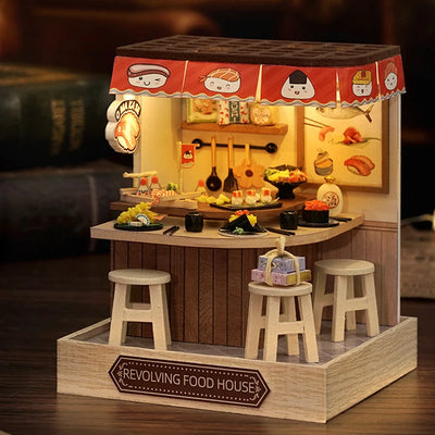 DIY Miniature Dollhouse Kits Hourly Light Studio House Sea Villa Wooden Doll House With Furniture Building Kids Toys Xmas Gifts by Smarsty