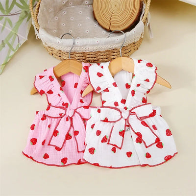 Strawberry Pattern Dog Summer Dress for Stylish Pets - Smarsty