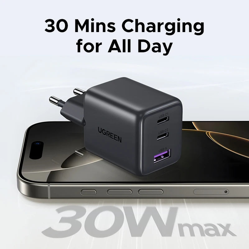 30W GaN USB C PD Fast Charger Ultra Compact PowerDelivery - Smarsty
