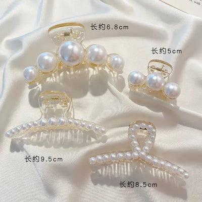 Large Pearl Hair Claw Clip Acrylic Fashion Barrette Stylish - Smarsty