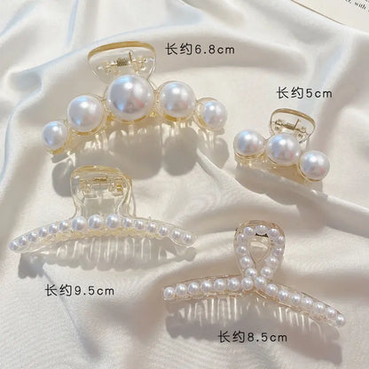 Large Pearl Hair Claw Clip Acrylic Fashion Barrette Stylish - Smarsty