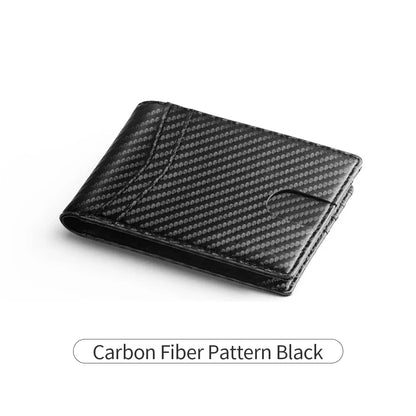 RFID Blocking Ultra-thinTrifold Wallet Carbon Fiber Pattern Portable Credit Card Holder,with2 ID Windows and Multiple Card Slots - Smarsty