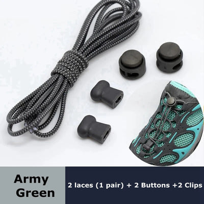 Round Elastic Shoelaces Suitable For Various Shoe Accessories No Tie Shoelace Fixed Stretching Locking Lazy laces 1 Pair - Smarsty