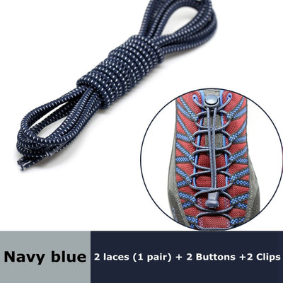 1 Pair round Elastic Shoelaces No-Tie Stretching Locking Lazy Laces for Various Shoe Accessories Suitable for All Sizes - Smarsty