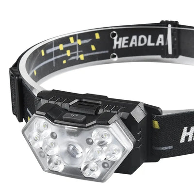 9 Led Strong Light Headlamp USB Rechageable Motion Sensor Headlight Portable Fishing Camping Outdoor Head Lamp Work Flashlight by Smarsty