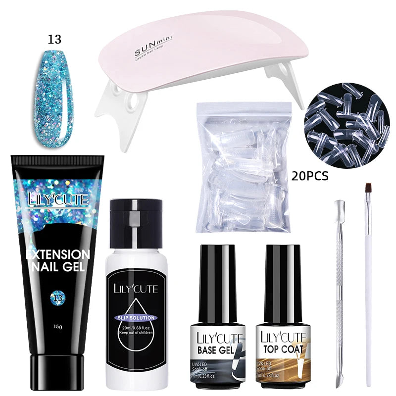 LILYCUTE Nail Gel Set with 6W LED Lamp for Quick Manicure - Smarsty