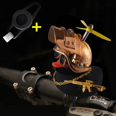 Helmeted Yellow Duck Car Ornament With Propeller Toy Gun - Smarsty
