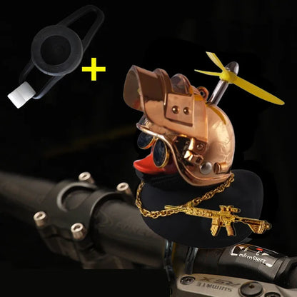 Helmeted Yellow Duck Car Ornament With Propeller Toy Gun - Smarsty