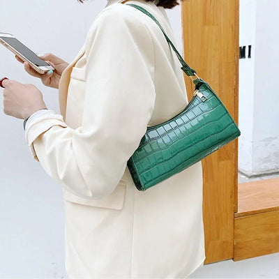 Retro Alligator Print PU Leather Small Women Handbag - Smarsty