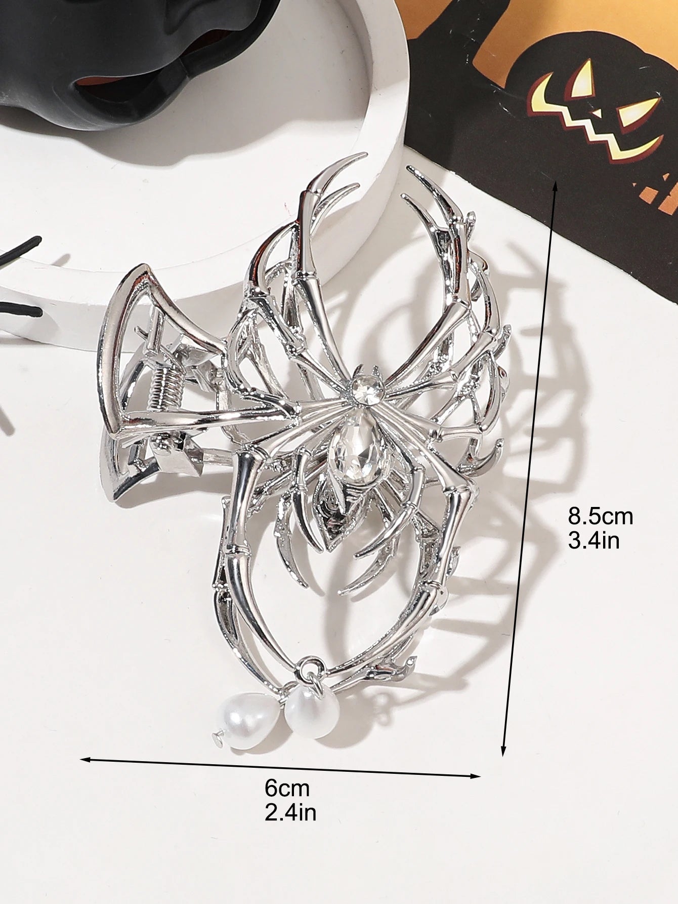 Gothic Spider Pearl Metal Hair Claw Clip Strong Hold - Smarsty