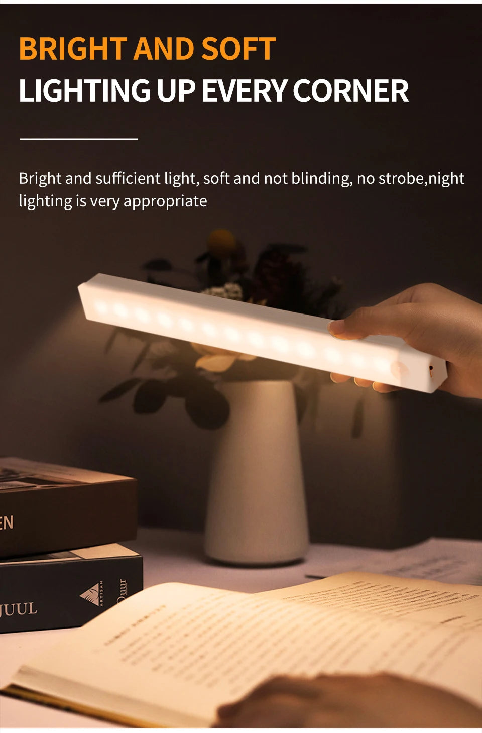 Rechargeable Motion Sensor LED Night Light for Cabinets - Smarsty