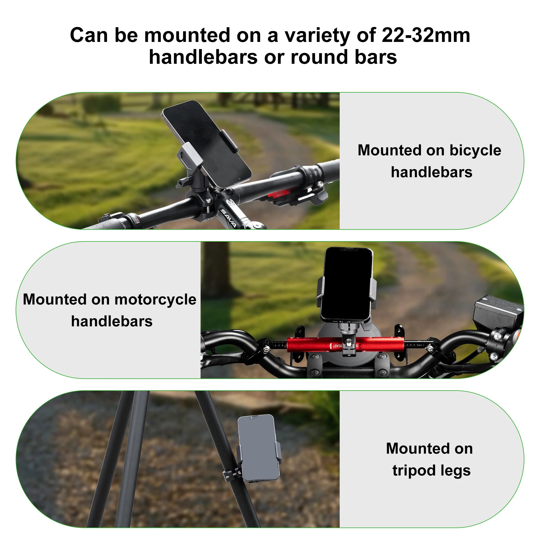 Motorcycle Phone Holder Handlebar Mount Quick Disassembly - Smarsty