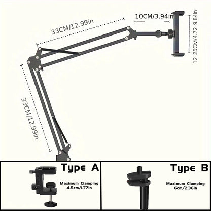 Adjustable Bed Tablet Holder Rotatable Long Arm Metal Desktop Tablet Bracket Mounts Clamp for 4.7-13" for iPad Mini Air Pro