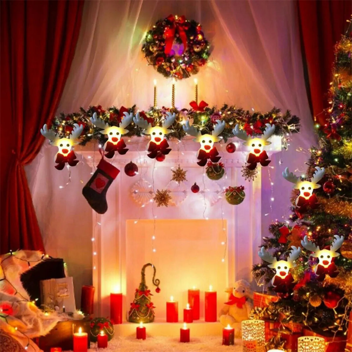 Battery Operated Reindeer String Lights 20 LED | Warm White Elk Fairy Lights for Christmas Tree, Bedroom & Holiday Party Decor