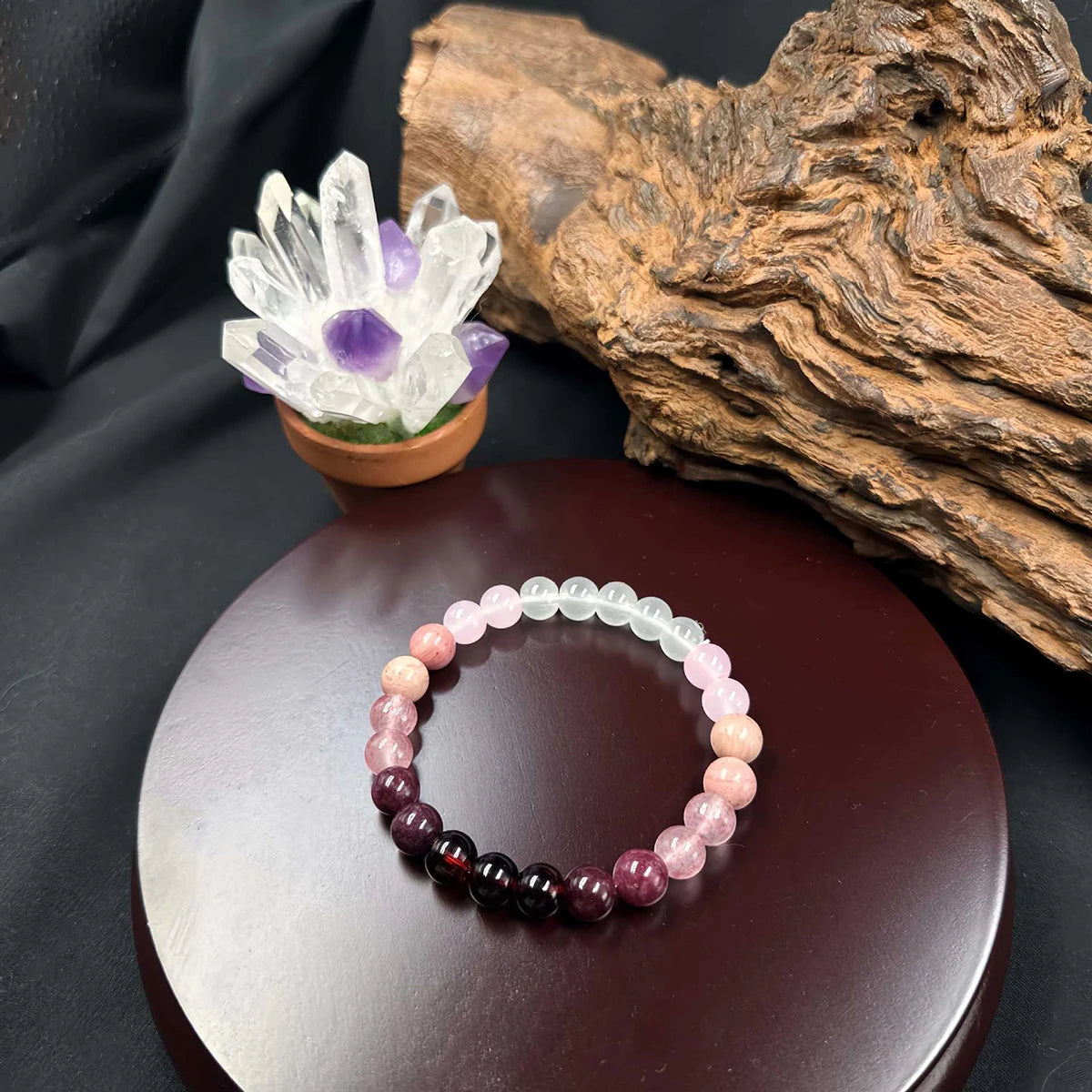 Pink Amethyst Beaded Bracelet for Self Love - Smarsty