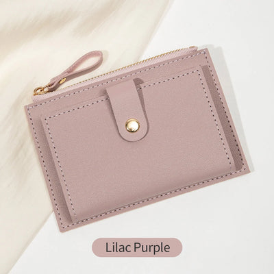 Minimalist and fashionable women's short card bag, ultra-thin mini PU leather zero wallet, women's credit card holder wallet - Smarsty