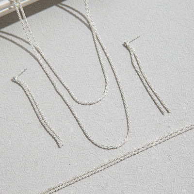 Shiny Silver Plated Necklace and Bracelet Jewelry Set - Smarsty