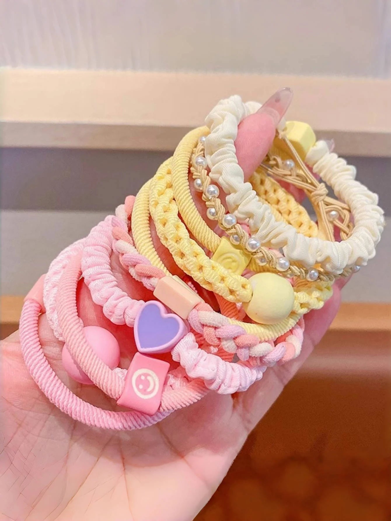 Girls Macaron Color Hair Bands Soft Elastic Five Pack - Smarsty