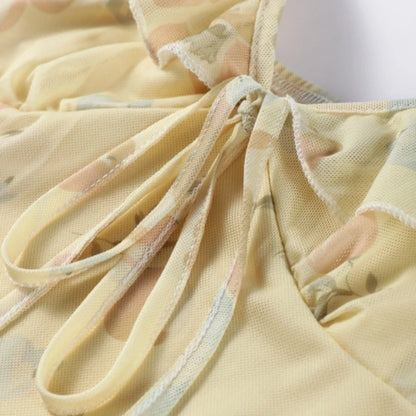 Summer Flower Printed Women's Sexy Low-cut Dress Sleeveless Backless Slim Sling Dresses 2025 Beach Vacation Lady Vestidos - Smarsty