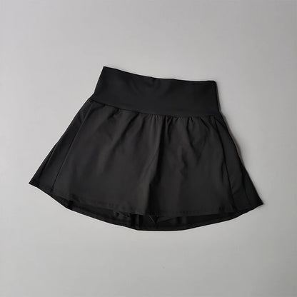 High Waisted Sports Short Skirt, Summer New Cool and Anti Glare Lined Shorts Women's Fitness Yoga Quick Drying A-line Skirt - Smarsty