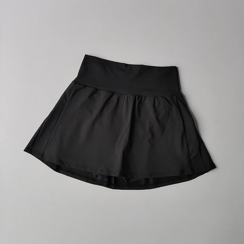 High Waisted Sports Short Skirt, Summer New Cool and Anti Glare Lined Shorts Women's Fitness Yoga Quick Drying A-line Skirt - Smarsty