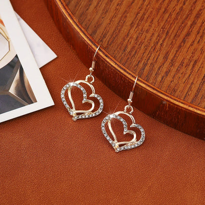 Women's Retro Heart Rhinestone Jewelry Set with Pendant - Smarsty