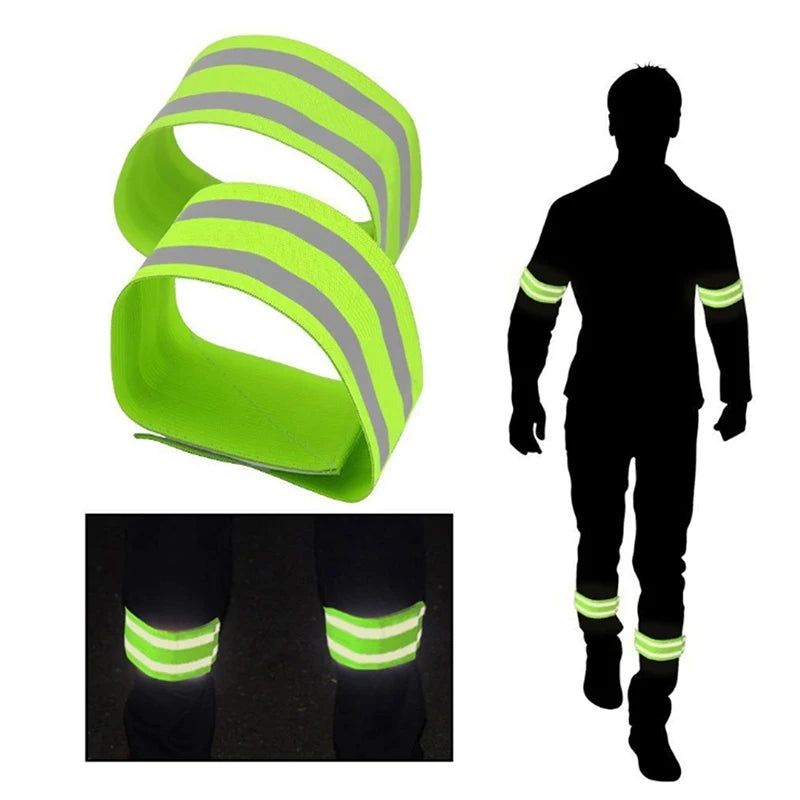 1 Pair Reflective Bands Elastic Armband Wristband Ankle Leg Straps Kids Safety Reflector Outdoor Night Cycling Jogging Running