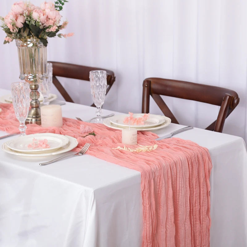 Rustic Cheese Cloth Table Runner for Weddings and Events - Smarsty