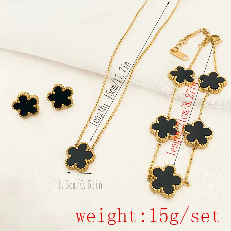 Stainless Steel Plum Blossom Jewelry Set for Women - Smarsty