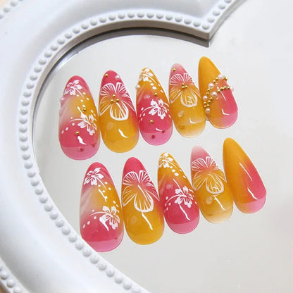 24 false nail pieces shipped randomly, Instagram-style false nails, wearable full-coverage almond-shaped press-on nails.