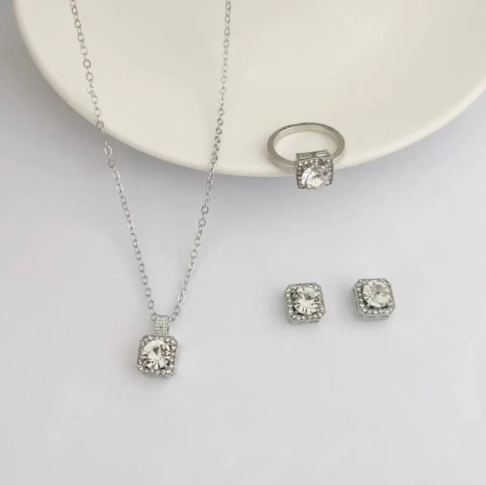 Luxury Cube Jewelry Set for Women with Necklace and Earrings - Smarsty