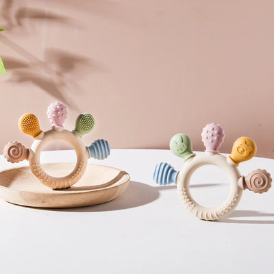 1pc Silicone Teether Baby 0 12 Months Teething Toys Teether Ring Silicone Baby Teether Toys for Toddler BPA Free Baby Toys Gifts by Smarsty