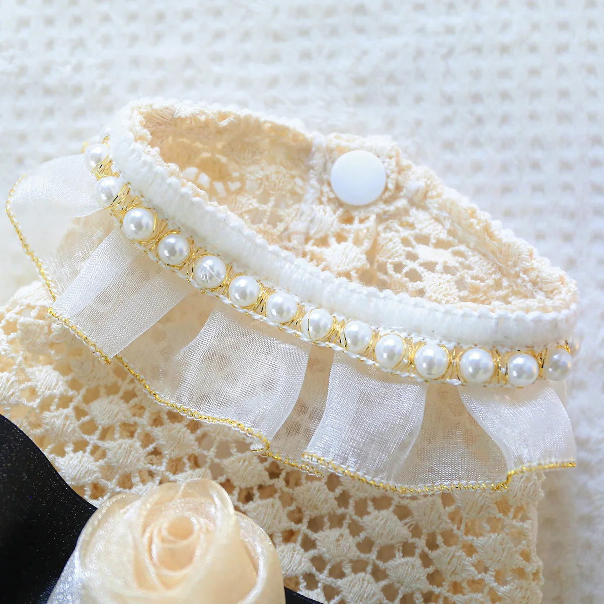 Luxury Kawaii Dog Dress with Pearl Collar for Small Pets - Smarsty