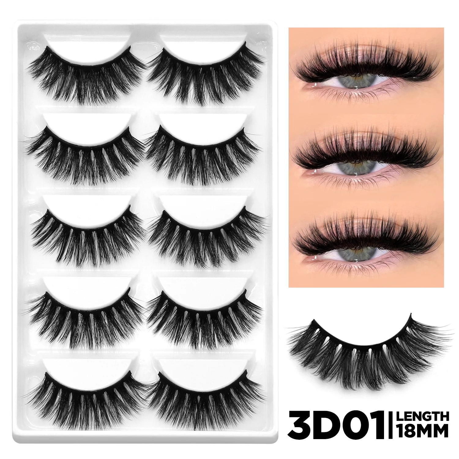 GROINNEYA Soft Natural Cat Eye Faux Mink Lashes - Smarsty