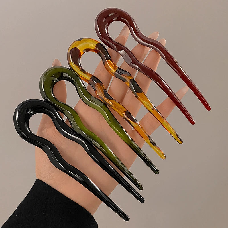 Fashion U-Shaped Tortoiseshell Hair Fork for Women - Smarsty