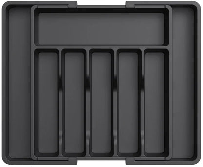 Adjustable Kitchen Storage Organizer Tray – Plastic Multifunctional Drawer Organizer for Kitchen Counter Utensils