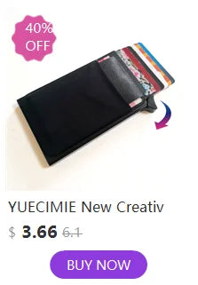 YUECIMIE Slim Aluminum Wallet With Elasticity Back Pouch ID Credit Card Holder Mini RFID Wallet Automatic Pop up Bank Card Case