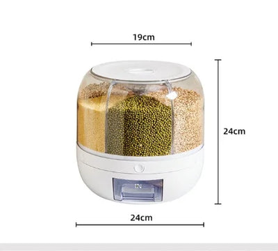 360 Degree Rotating Rice Dispenser Sealed Dry Cereal Grain Bucket Dispenser Moisture-proof Kitchen Food Container Storage Box by Smarsty