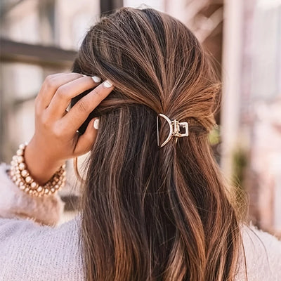 Gold Hollow Heart Mini Hair Claw Non Slip Grip Barrette - Smarsty