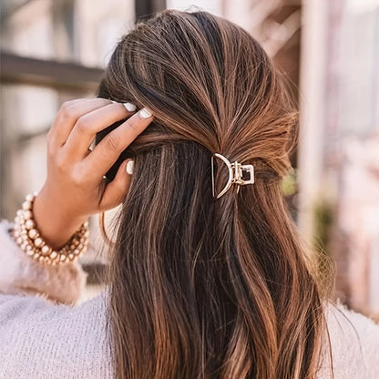 Gold Hollow Heart Mini Hair Claw Non Slip Grip Barrette - Smarsty