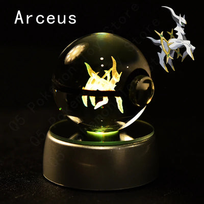 Pokemon Crystal Ball 3D Pikachu Mewtwo Mew Gengar Night Light Lamp Base Pokeball Crystal Pokemon Glass Ball Figure Birthday Gift - Smarsty