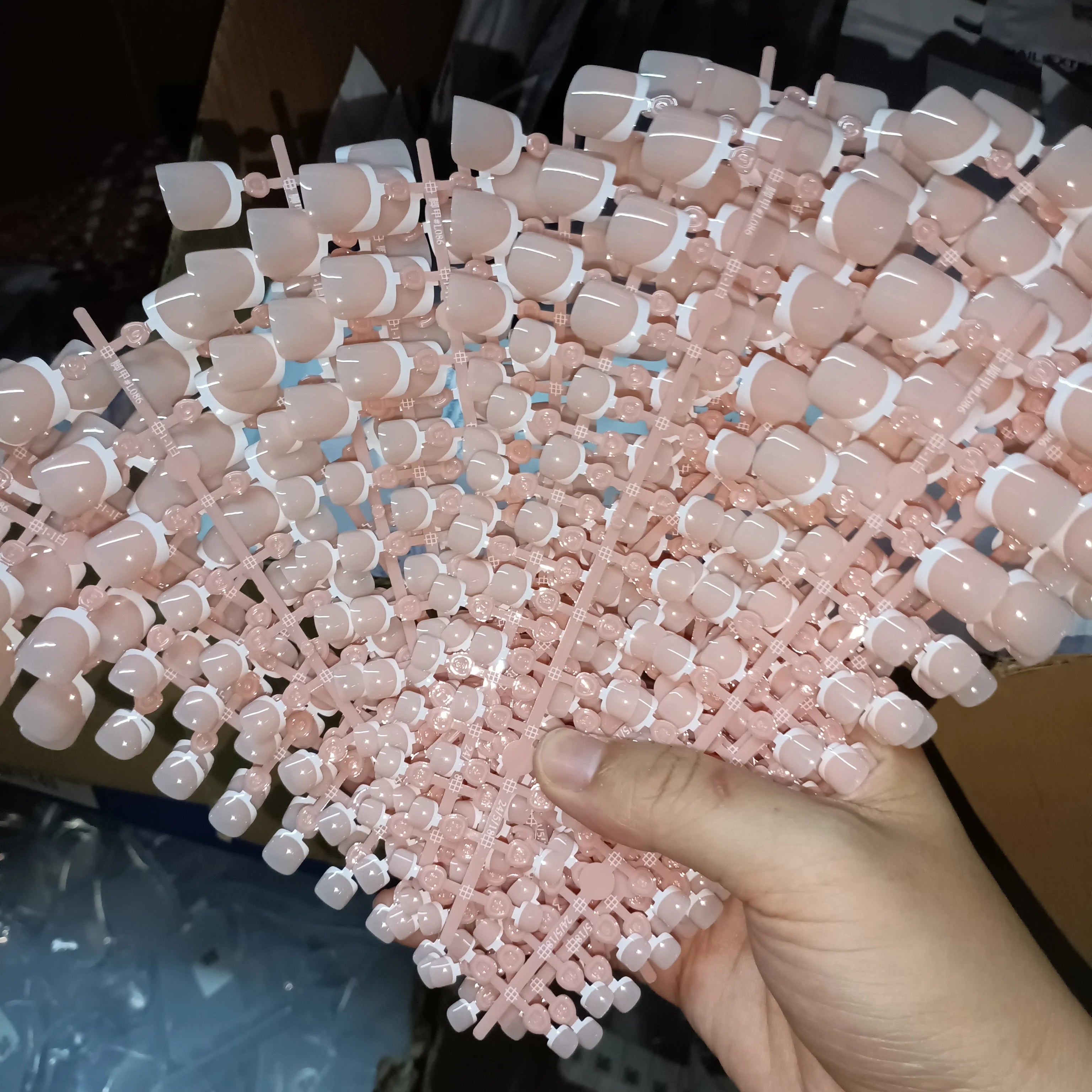 120 Pieces Pink Square Toe Nail Tips Full Cover Extensions - Smarsty