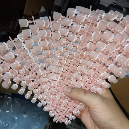 120 Pieces Pink Square Toe Nail Tips Full Cover Extensions - Smarsty